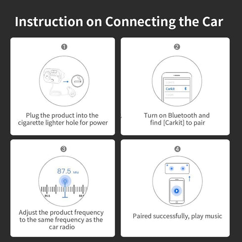 FM Transmitter Bluetooth 5.0 Hands-free Car Kit with Quick Charge QC 3.0 Car Radio Adapter with Microphone CVC Noise Reduction......